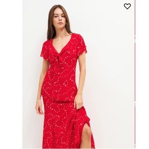 Reformation Red Floral Midi Dress